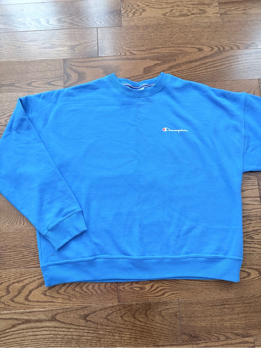 Champion Crewneck Drop Shoulder Sweatshirt in Bright Blue  XL